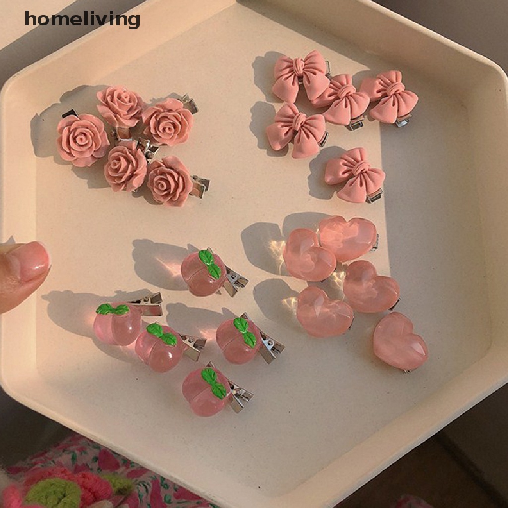 Bộ 5 Kẹp Tóc Mini Hình Hoa Hồng / Trái Tim / Nơ Xinh Xắn Dễ Thương Cho Nữ