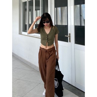ÁO croptop nữ DOUBLE LAYER TOP chất thun gân tăm co giãn