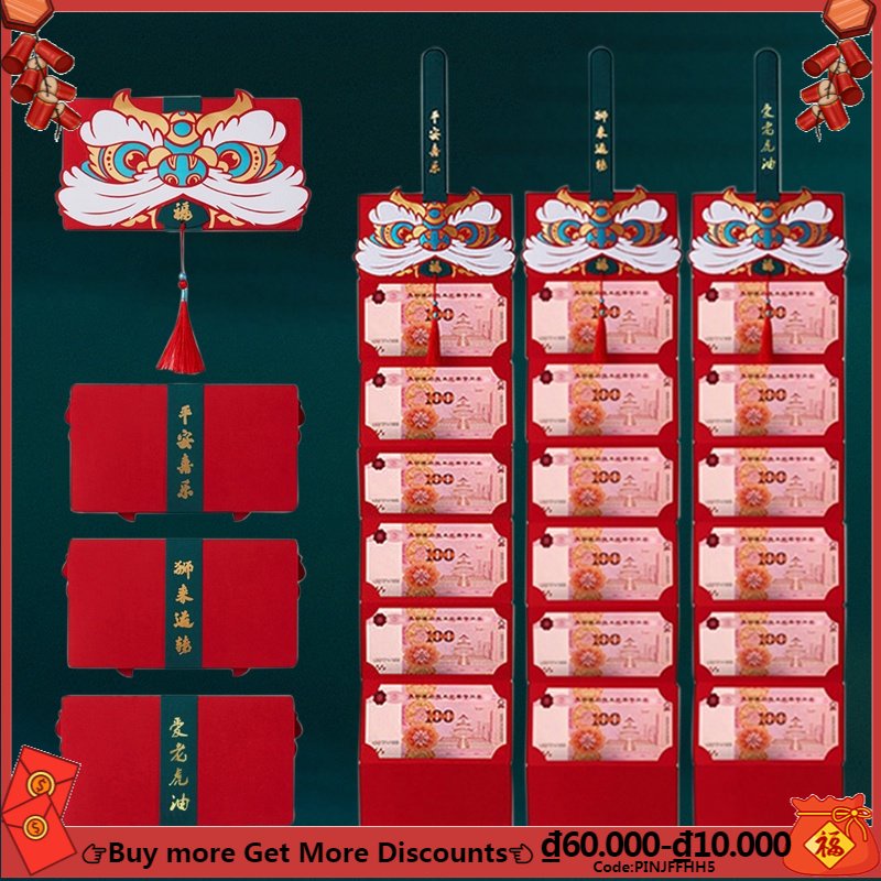 Dây treo trang trí kiểu bao lì xì có thể gấp gọn 6/ 10 ngăn sáng tạo