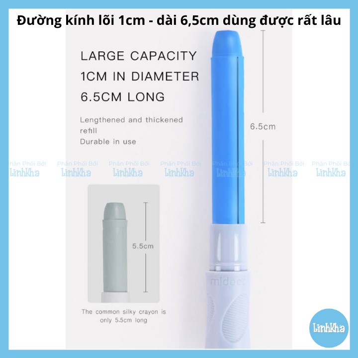 Bút Sáp Màu Lụa Silky - Ngòi Vặn - Dễ Tẩy Rửa - Silky Crayon Mideer Hộp 6 Màu