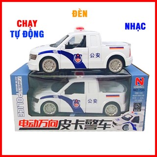 Xe police car đóng - mở cửa cảnh sát có đèn âm thanh chạy tự động có hộp làm quà cho bé