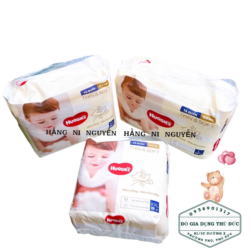 DATE 2024-Tã quần Huggies Thin & Soft siêu mỏng nhẹ cho bé từ size L-XXL (cam kết chính hãng)