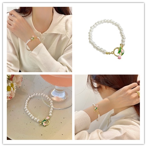 Vòng cổ / Vòng Tay / Bông Tai Hình Hoa Tulip Đính Ngọc Trai Siêu Phai Thời Trang Cho Nữ