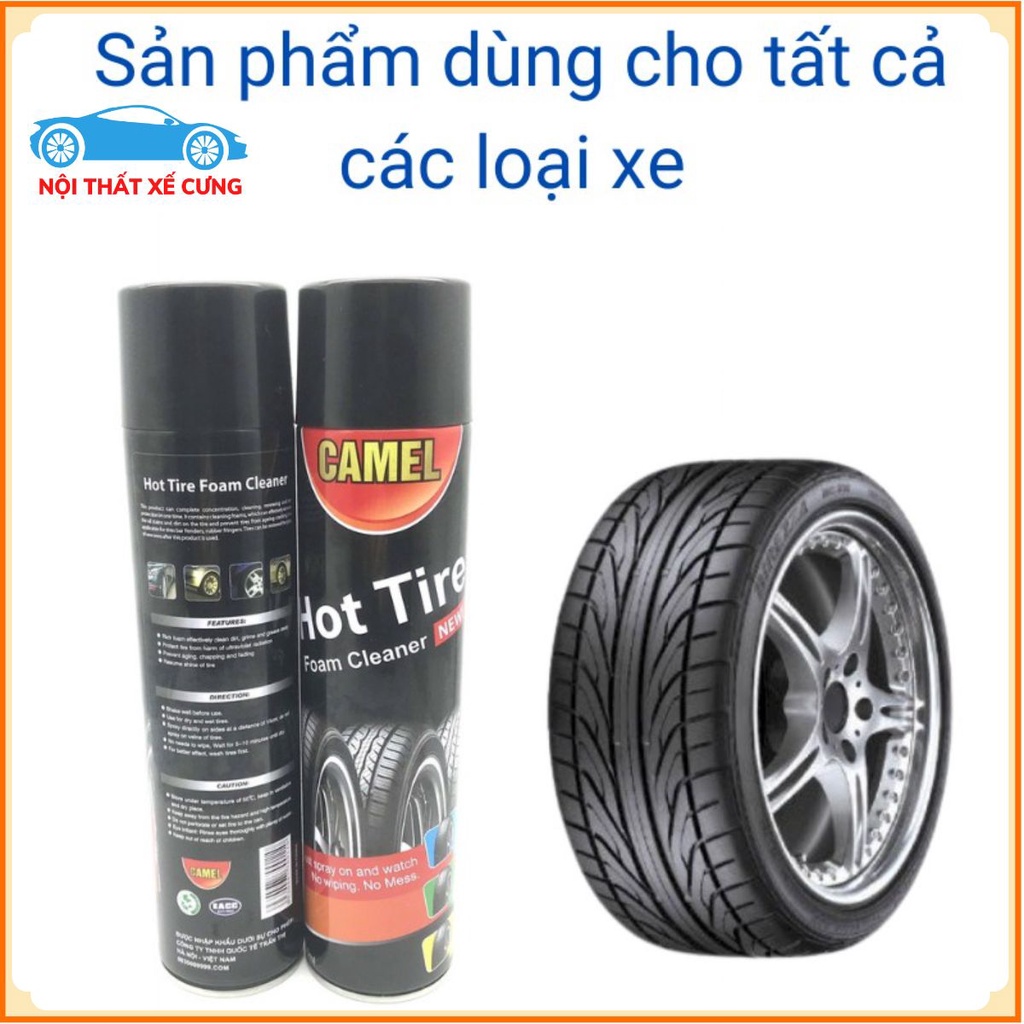 Chai xịt bóng vỏ, làm đen lốp xe và phục hồi nhựa nhám CAMEL HOTTIRE - Nội Thất Xế Cưng