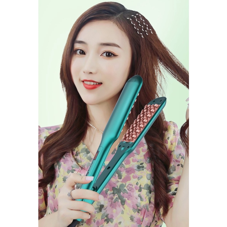 Máy bấm tóc phồng chân tóc CAO CẤP, máy dập xù chân vuông 2 in 1 kéo duỗi cao cấp 5 mức nhiệt hàng