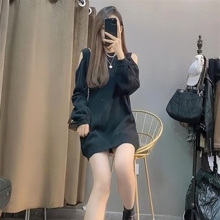 [Plus Size] (40-150kg) Đầm Mini Nữ Tay Dài Hở Vai