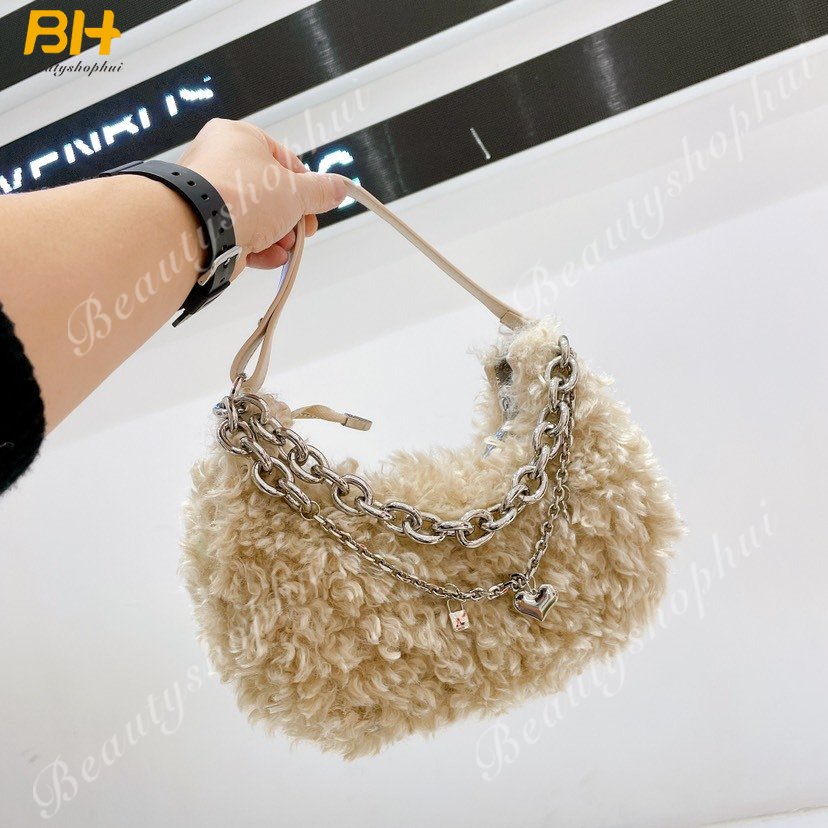 Túi Xách Đeo Vai Phối Dây Xích Dày Dặn Phong Cách Thời Trang Thu Đông Hàn Quốc 2022 Mới