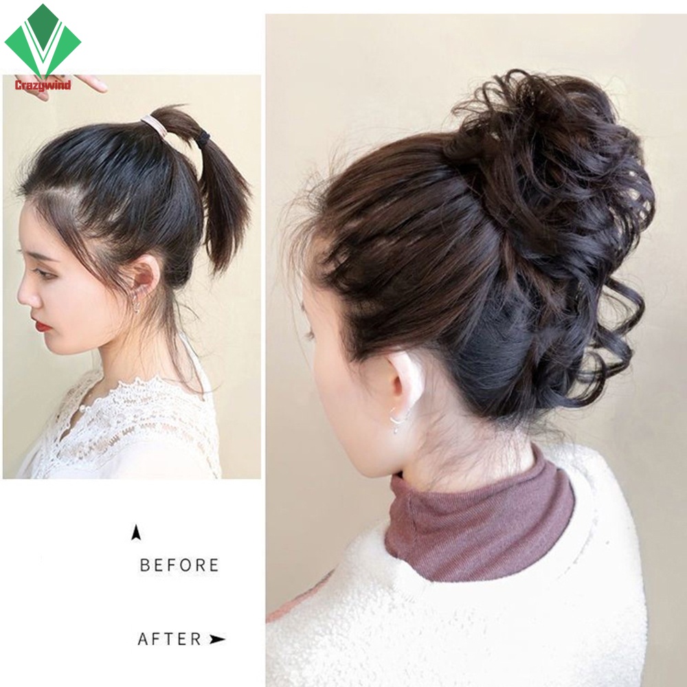 Búi Tóc Giả Có Kẹp Thời Trang Cho Nữ /Bộ Tóc Giả Dài Uốn Xoăn Nhuộm Màu Tự Nhiên Cho Nữ