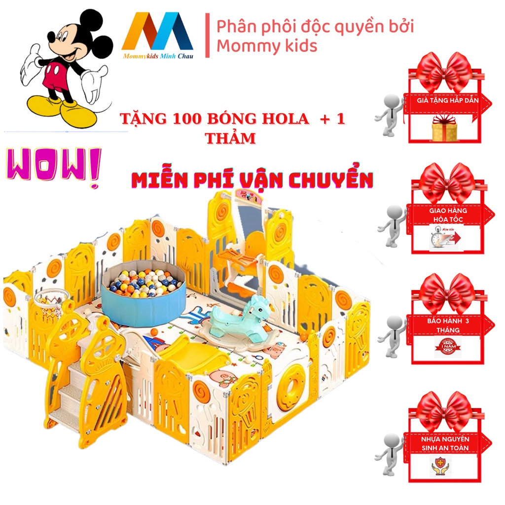 (100% FREEESHIlP) combo quây cũi MOMMYKID MINH CHÂU cầu trượt xích đu bóng rổ TẶNG THẢM 100 bónG, COMBO BÓNG RỔ