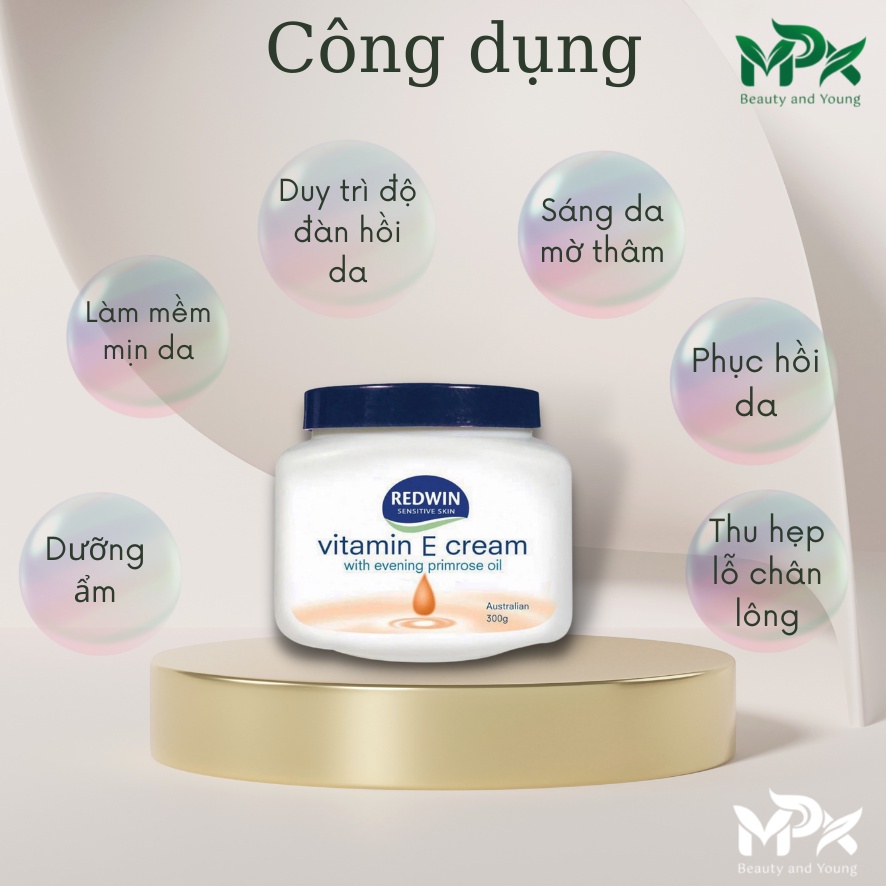 Kem dưỡng Redwin Vitamin E Cream 300g Úc chính hãng, dưỡng da cấp ẩm tay, mặt và body cho mùa đông - MPX