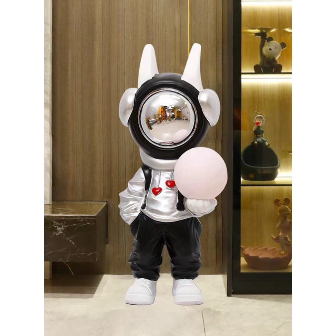 Mô hình BearBrick phi hành gia-tượng phi hàng gia kèm đèn đổi màu trang trí,đèn sạc,tích điện decor nhà cửa-quà tặng đẹp