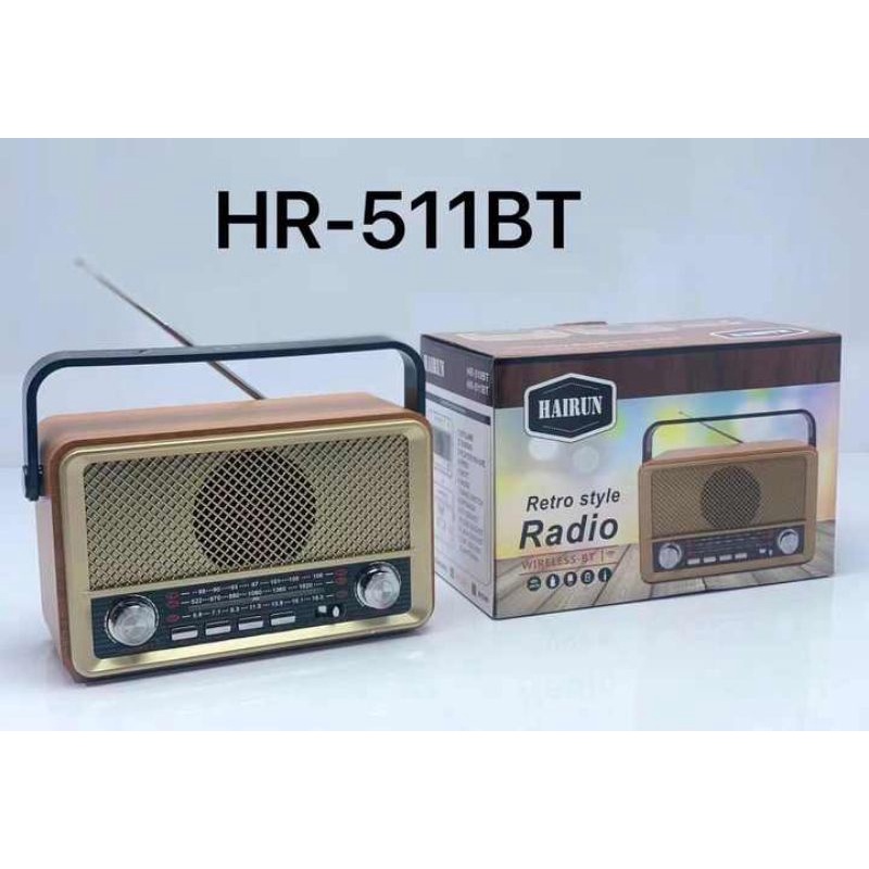 Đài radio AM/FM phong cách hoài cổ điển Hairun HR-510BT/HR-511BT . Loa có kết hợp BLUETOOTH USB THẺ NHỚ ̉