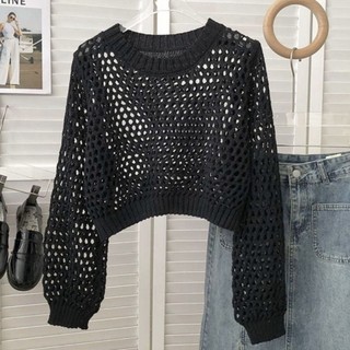 Áo len lưới Quảng Châu dáng croptop