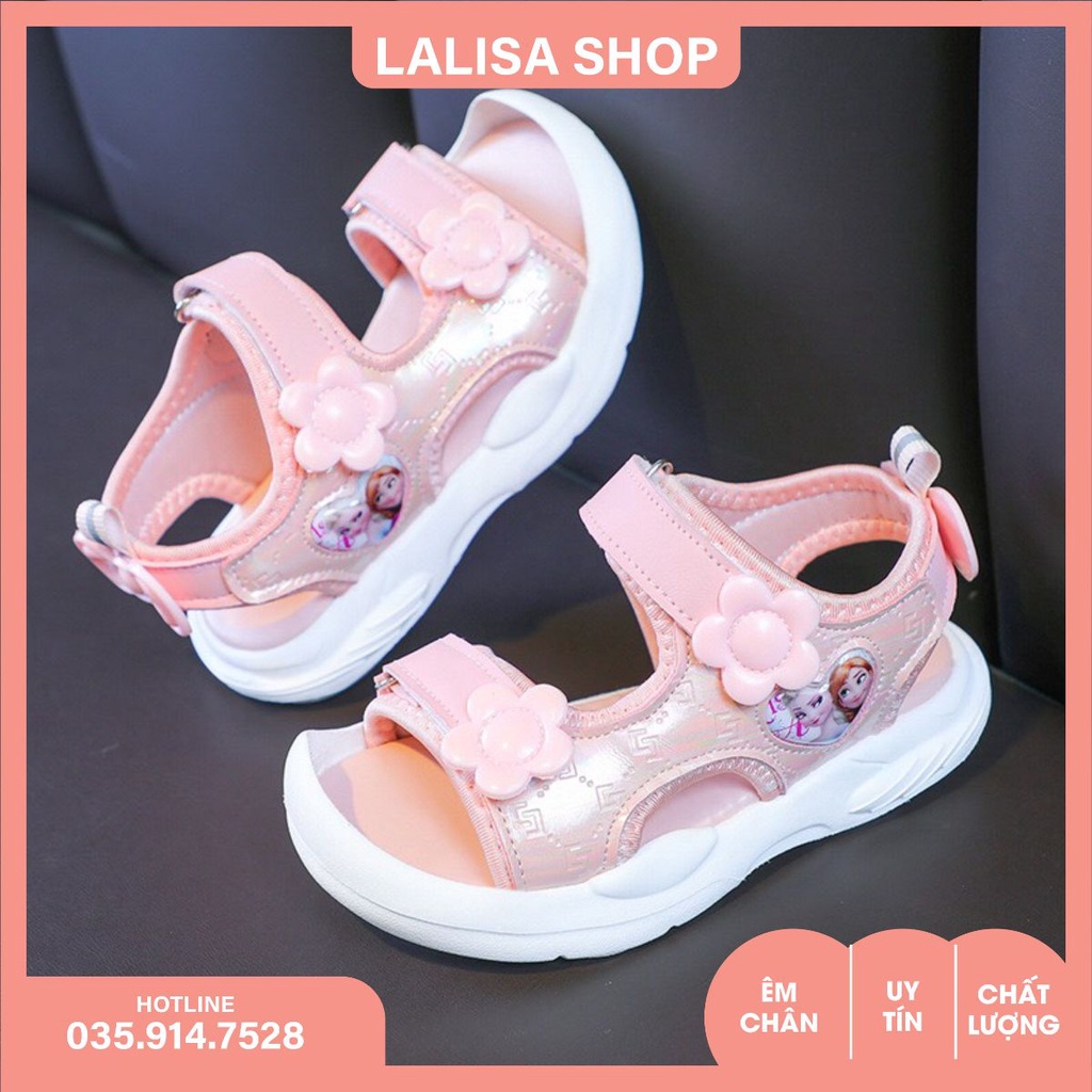 Sandal Bé Gái Chất Da Mềm Cao Cấp Hình Elsa Dép Quai Hậu Cho Bé Đi Học A398