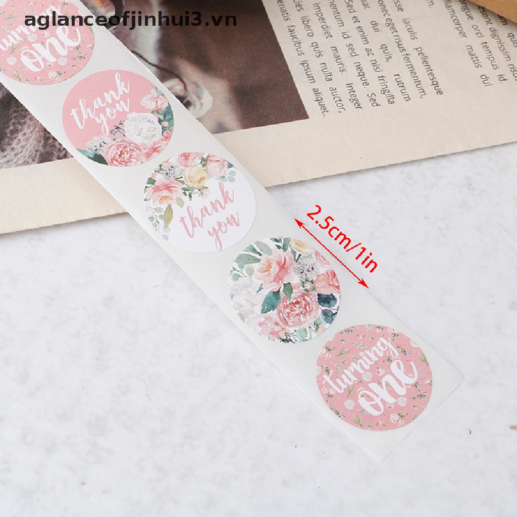 1 Cuộn 500 Nhãn Dán Chữ Thank You Kèm Hoa Trang Trí Tiệc Cưới