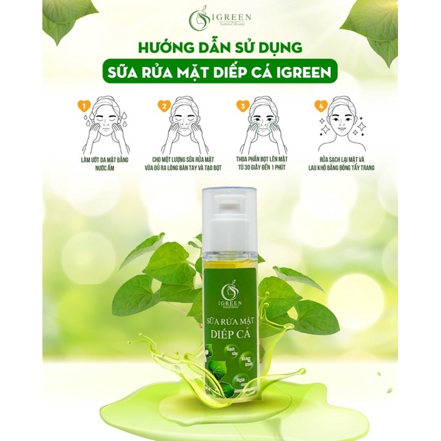 Sữa rửa mặt Diếp Cá IGREEN 150ML -  Dạng Gel sạch sâu, phù hợp với mọi làn da