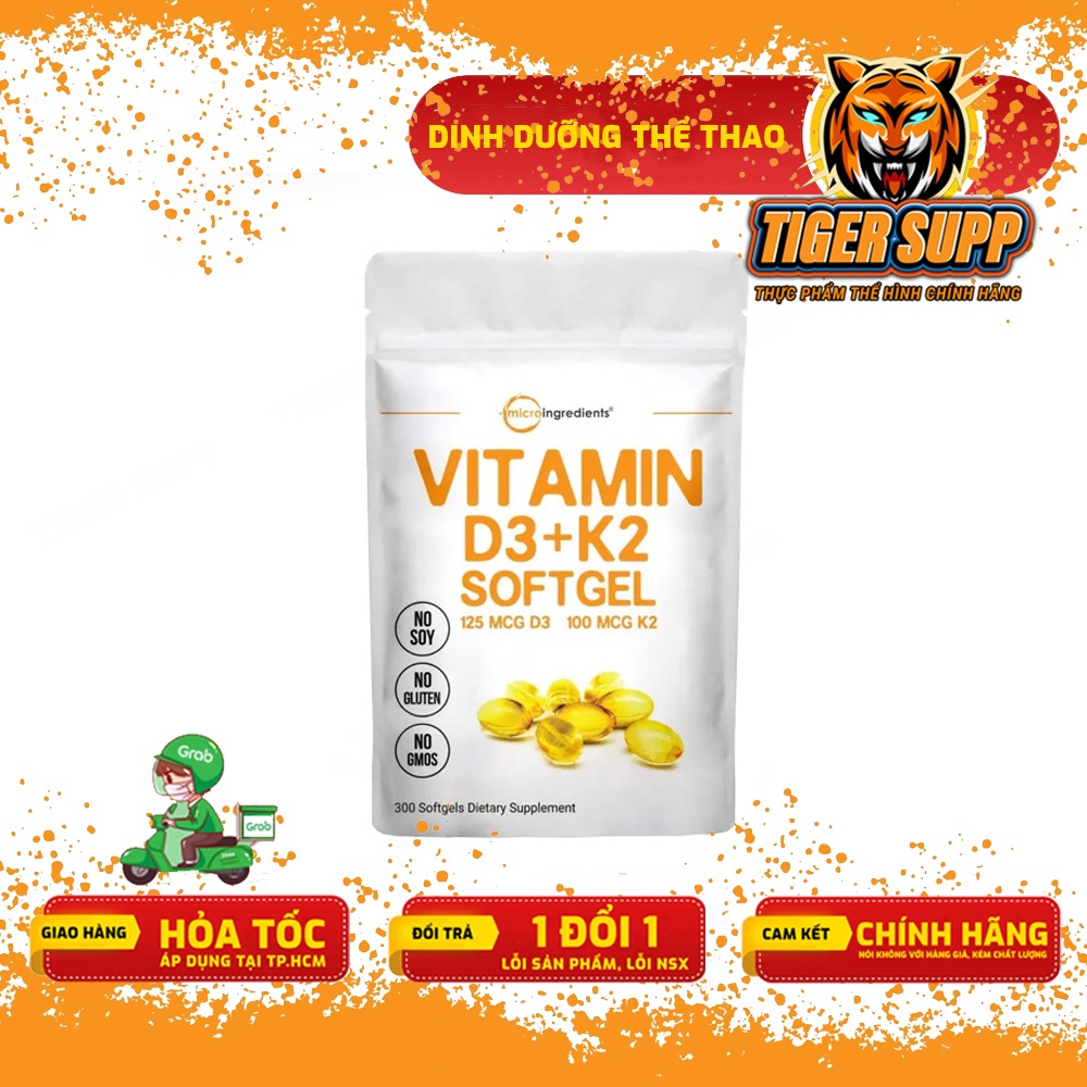 Micro Vitamin D3+K2, Viên uống hàm lượng cao tăng cường sức khỏe, miễn dịch, túi 300 Viên - Chính hãng