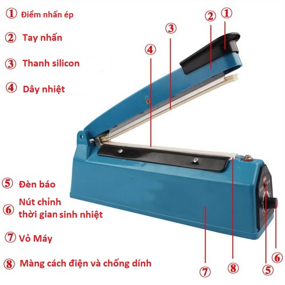 [FreeShip Toàn Quốc] Máy hàn miệng túi dập tay 20cm cao cấp, máy hàn miệng túi mini thao tác sử dụng đơn giản, an toàn