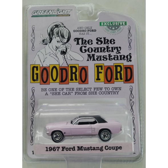 Xe mô hình Greenlight hobby exc. the she country mustang goodro ford 1967 Ford mustang coupe