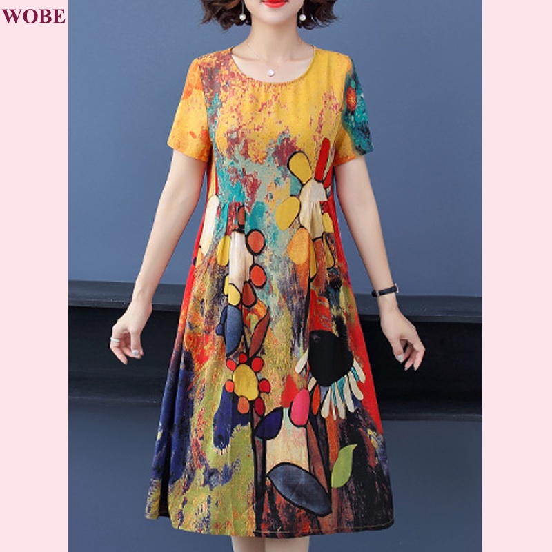 Đầm trung niên cho mẹ bigsize cao cấp dự tiệc thiết kế dáng suông đẹp sang trọng P14 - WB WOMAN &amp; BEAUTY