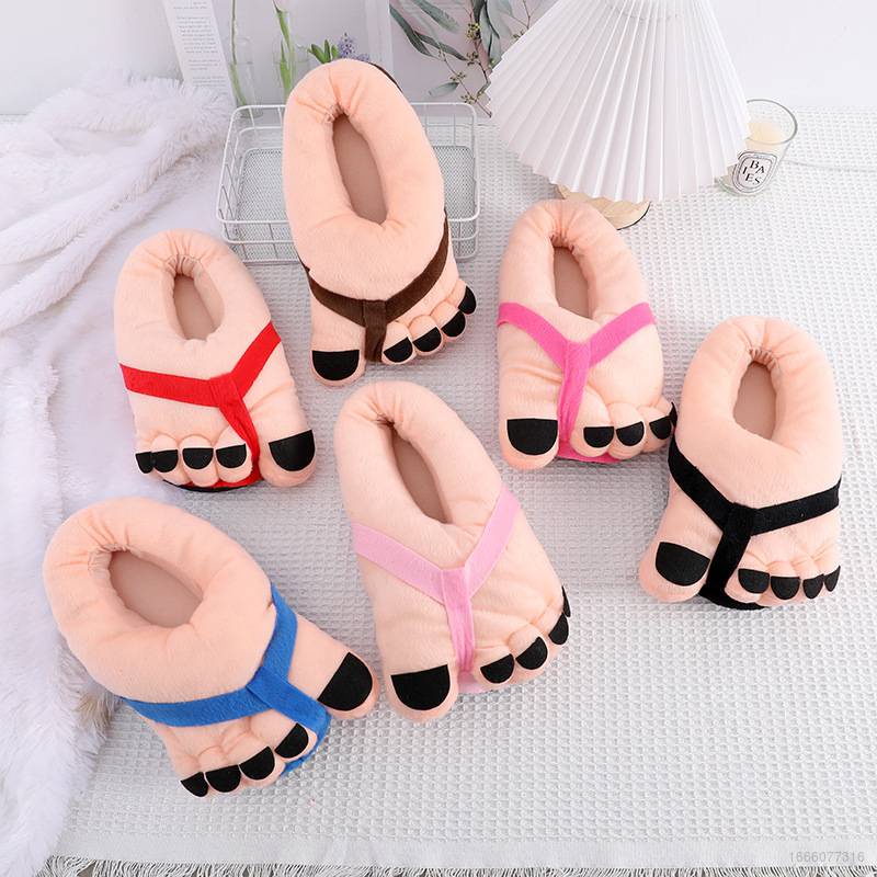 Dép Bông Đi Trong Nhà Chống Trượt Mềm Mại Hình Bàn Chân To Ngộ Nghĩnh