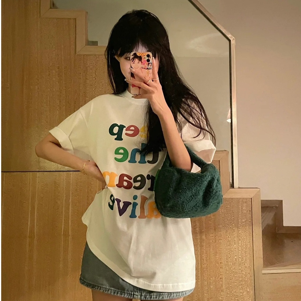 NRVP Áo Thun Unisex Mùa Hè Dáng Suông Tay Cộc Phong Cách Hàn Quốc Cho Nam Nữ