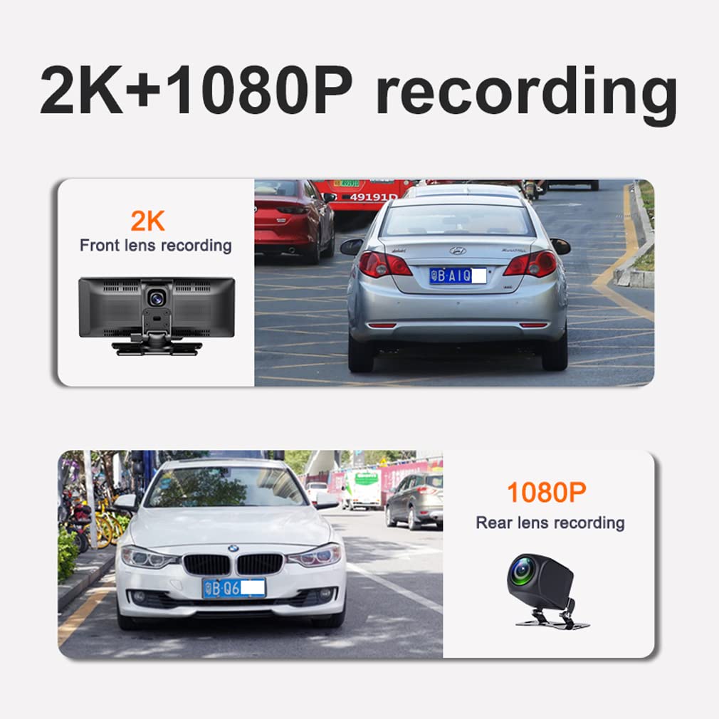 [ Quà tặng thẻ nhớ TF 64G]  Carplay android bảng điều khiển tự động bảng điều khiển cam camera kép 10 inch 2K + 1080P Ch | BigBuy360 - bigbuy360.vn