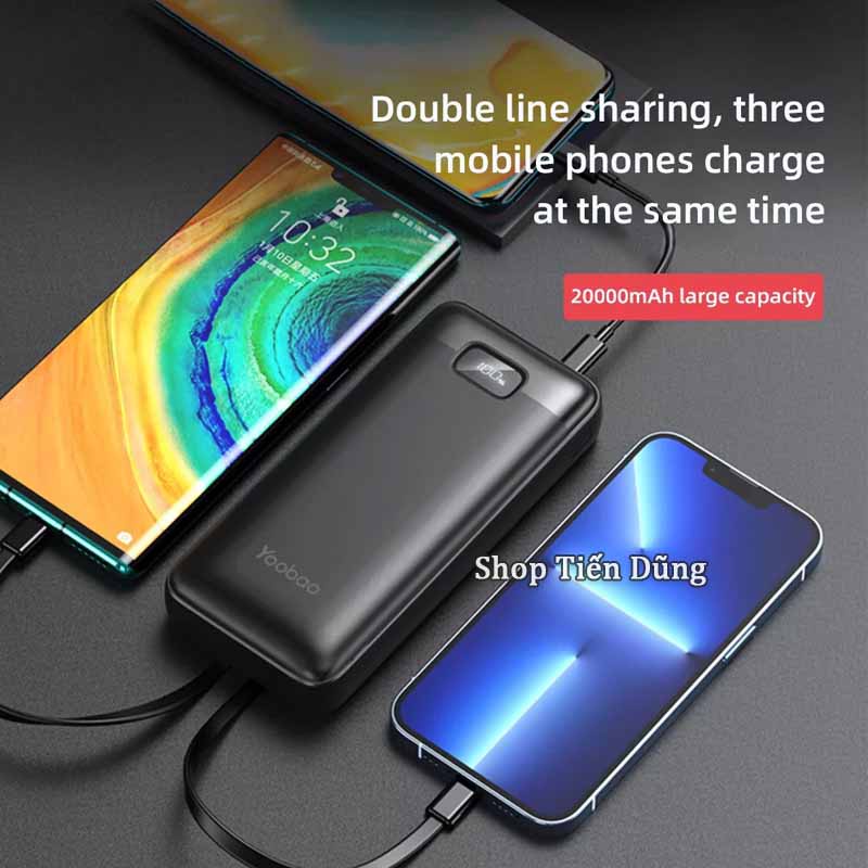 Sạc dự phòng nhanh 20w kèm dây sạc Yoobao LC5 dung lượng 20000mAh sạc nhanh PD có sẵn dây sạc, nhỏ gọn, tiện lợi
