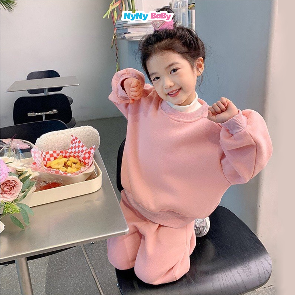 Set nỉ bông thu đông cho bé trai bé gái bộ hoodie dày dặn giữ ấm cho bé Nyny Baby từ 1- 7 tuổi ( 10 - 23kg )