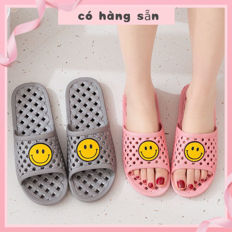 dép xốp đi trong nhà Dép Đi Trong Nhà Chống Trượt Họa Tiết Mặt Cười Hoạt Hình Thời Trang Mùa Hè Cho Nữ