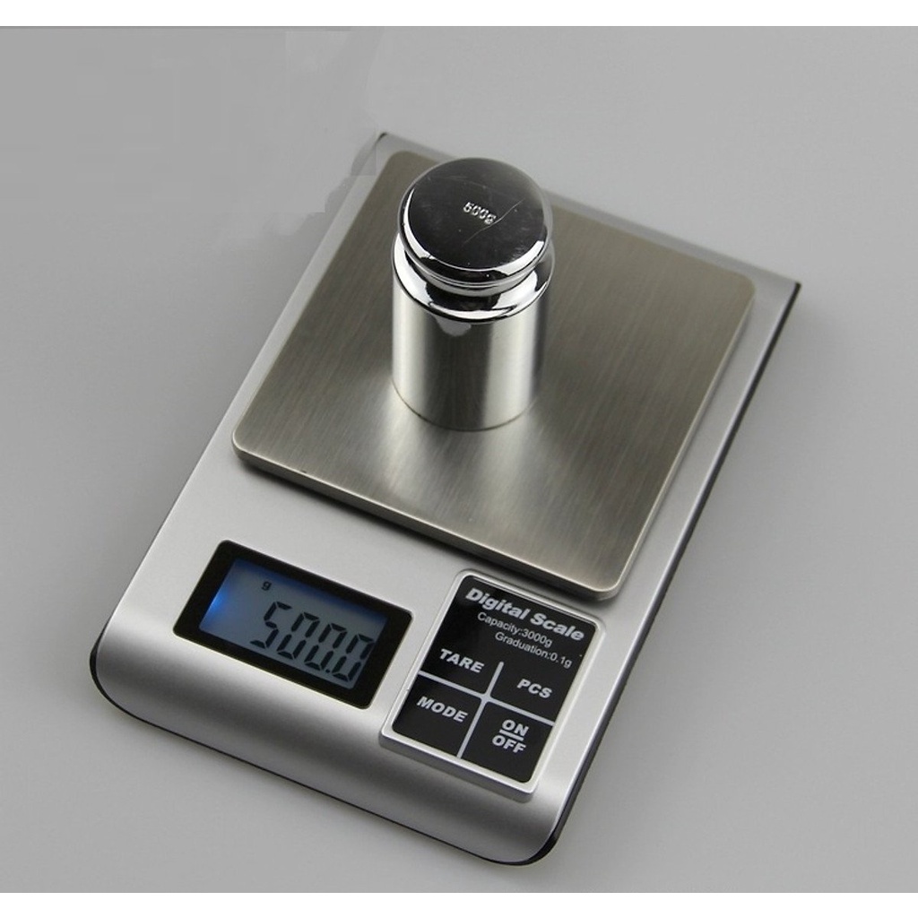 Cân điện tử tích điện DH-5KW 500g/0.01g- 3kg/0.1g. Kèm dây sạc USB và đôi pin AAA