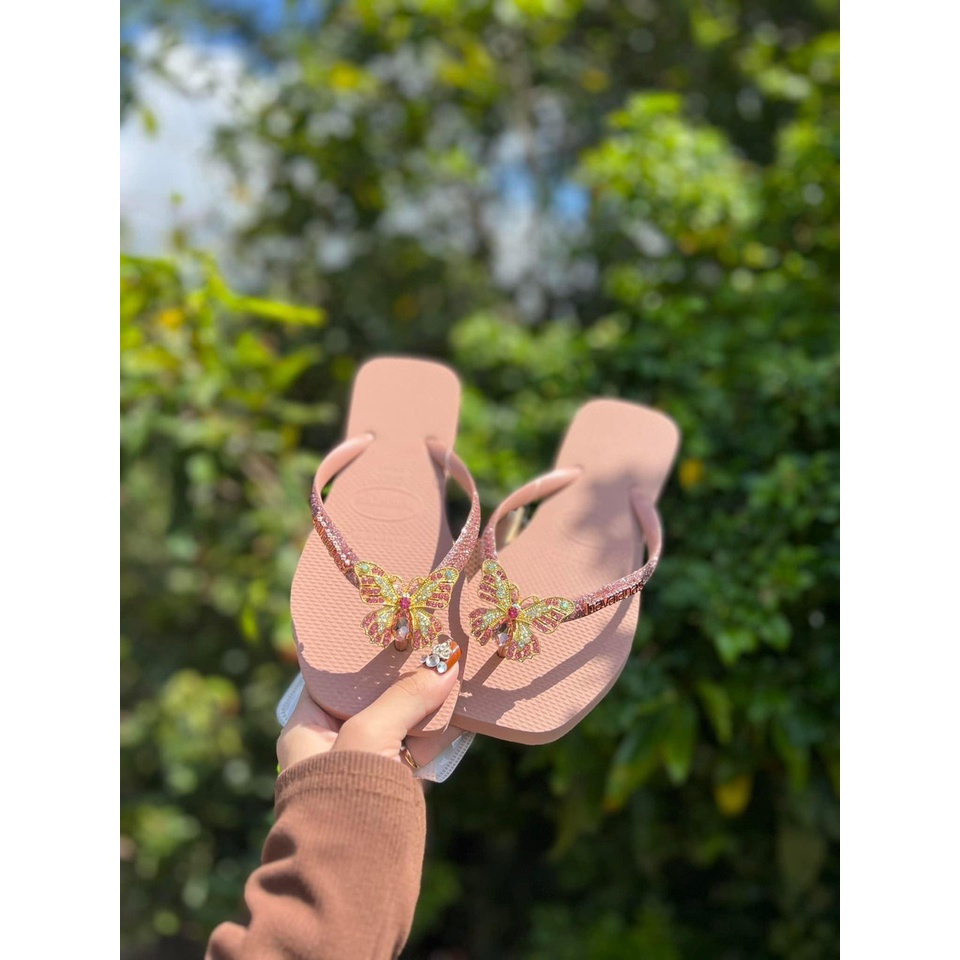 DÉP HAVAI HỒNG NUDE KÈM CHARM