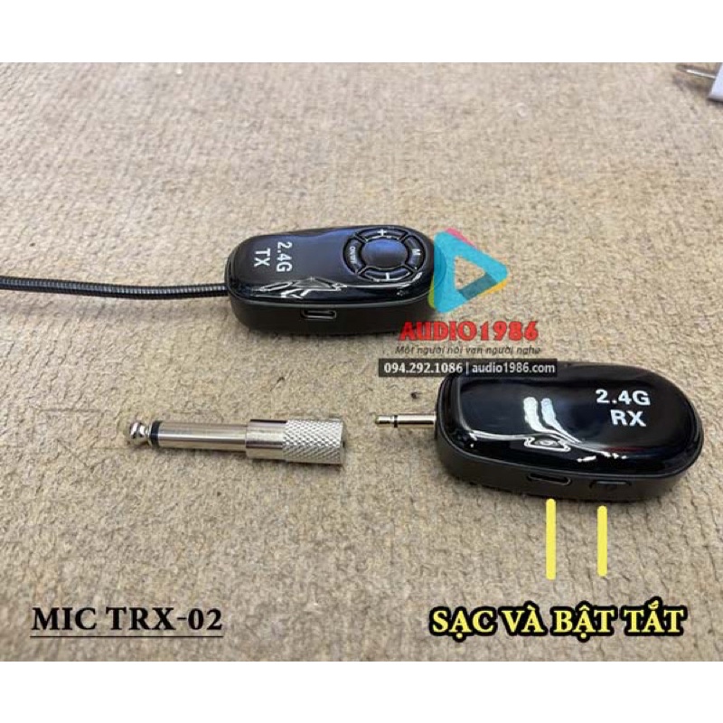 Mic không dây TRX-02 2.4G wireless quàng tai cho Loa Âm Ly, Máy Trợ giảng, loa kéo