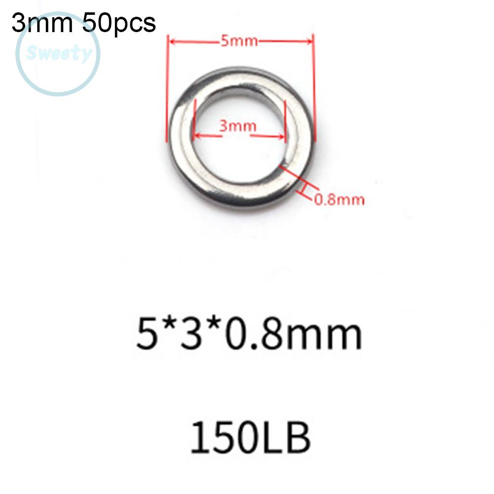SWTDRM- ~50pcs Fishing Solid Ring 304 Stainless Steel O-Type Boat Fishing Accessories New-