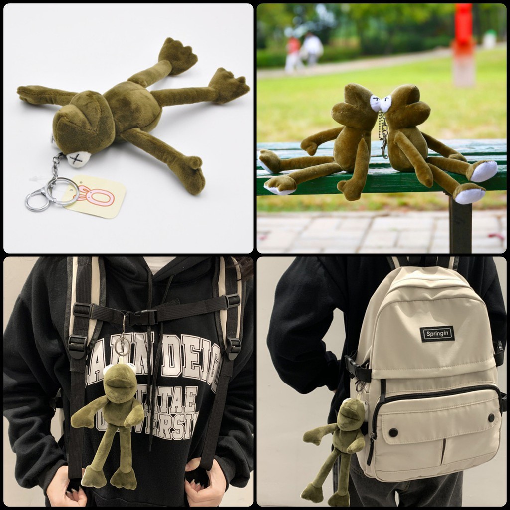 Móc khóa cute, móc khóa hình con ếch chân dài siêu ngộ nghĩnh treo balo, túi xách, treo chìa khóa