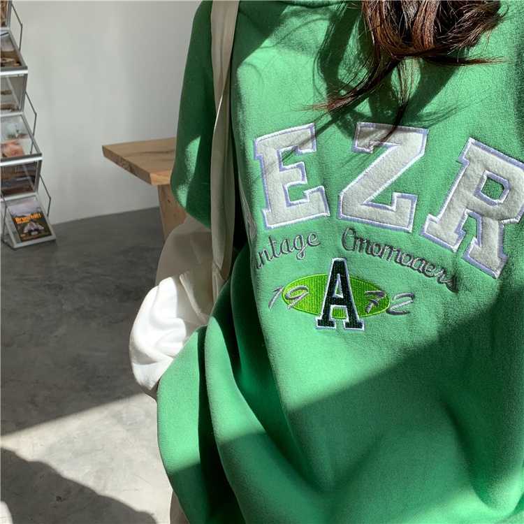 Áo Sweater Nữ Dáng Rộng Có Thêu Chữ Thời Trang Phong Cách Hàn Quốc