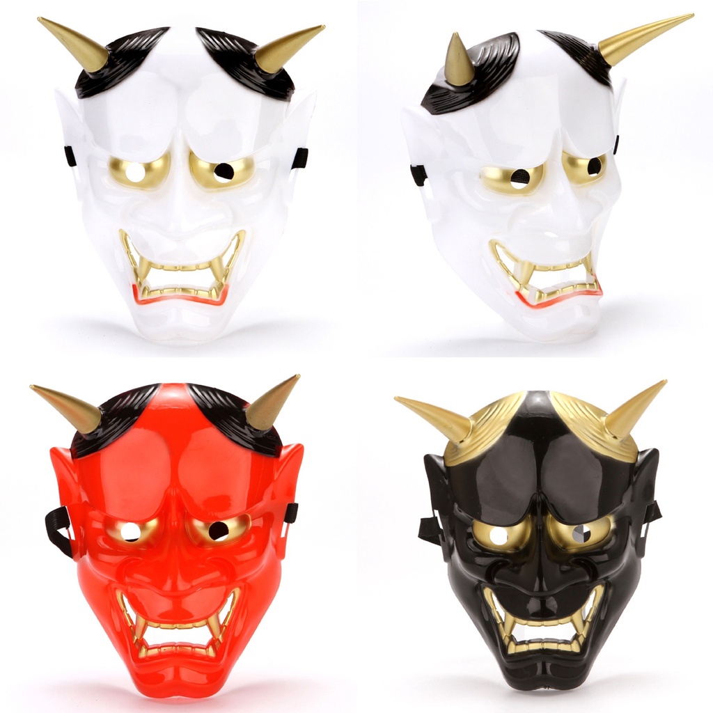 Mặt nạ hóa trang Oni Noh Hannya trong dịp Halloween -quỷ vương 2 sừng ĐỎ/TRẮNG/ĐEN MSP83577