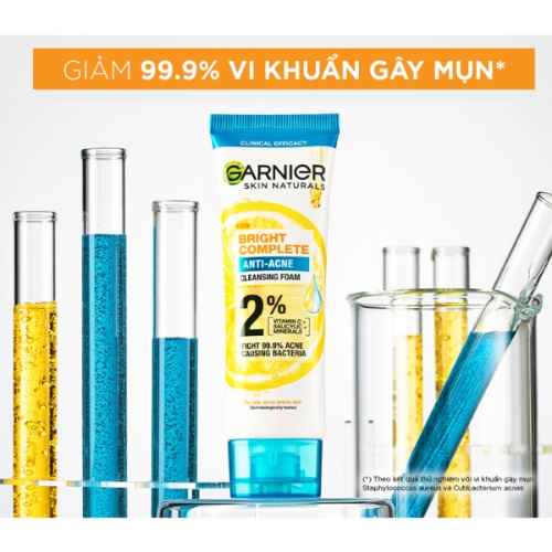 Sữa Rửa Mặt Ngăn Ngừa Mụn Garnier Skin Naturals Bright Complete Anti-Acne Cleansing Foam 100ML