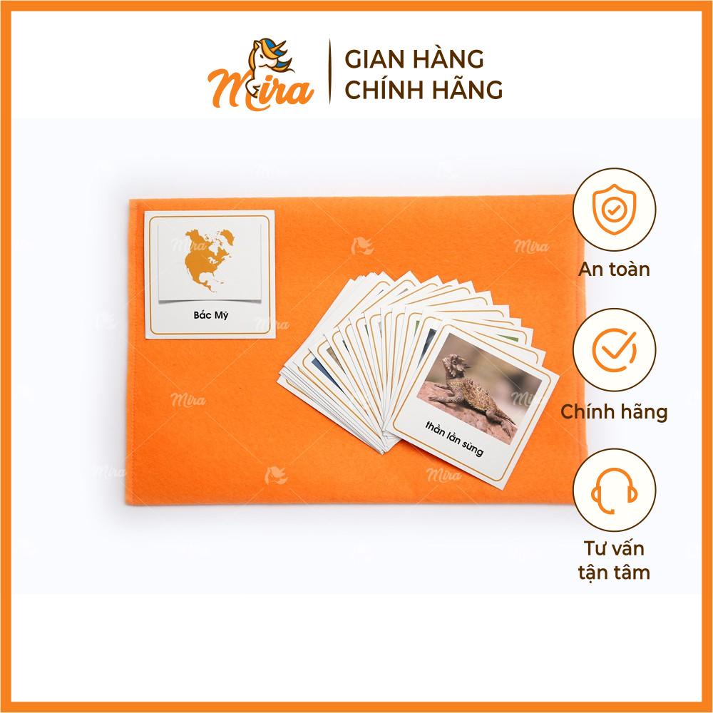 Bộ thẻ động vật Bắc Mỹ - Tiếng Việt - Giáo cụ Montessori - Đồ chơi thông minh an toàn Mira Toys