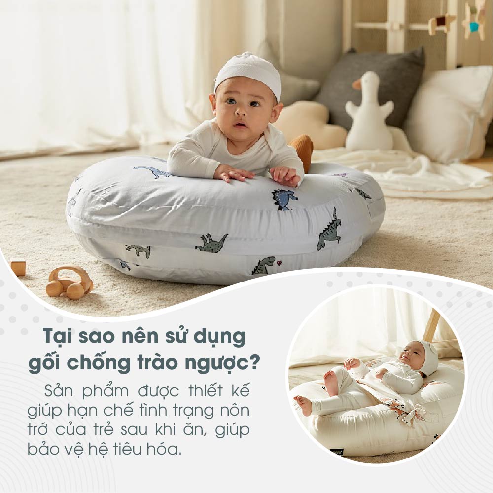 Gối chống trào ngược cho bé 4 mùa, hạn chế võng lưng cho trẻ sơ sinh Dono&Dono