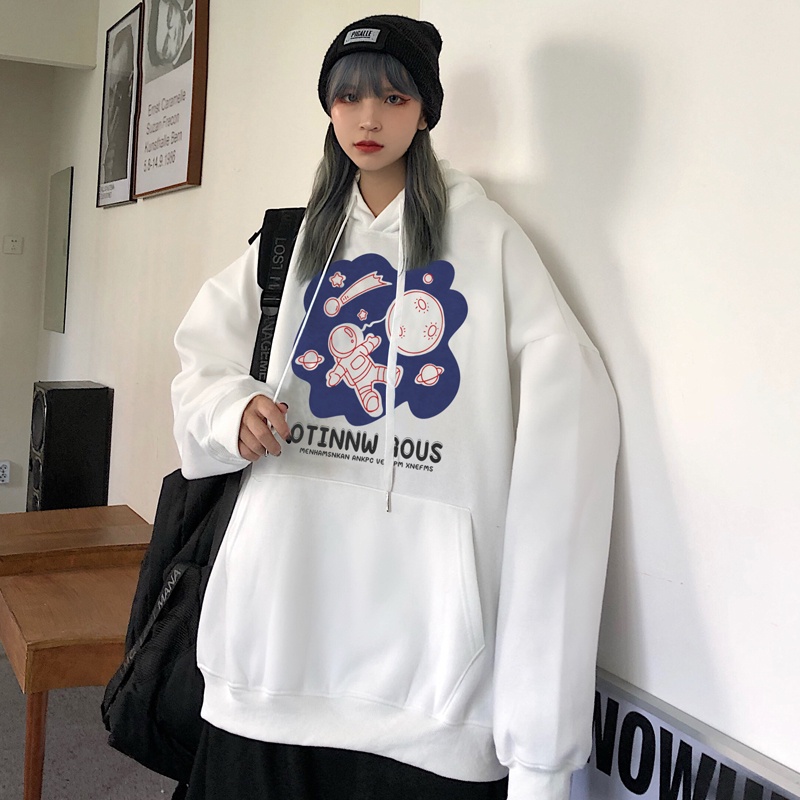 Áo Hoodie Dáng Rộng In Hình Phi Hành Gia Thời Trang Mùa Thu Cho Nữ