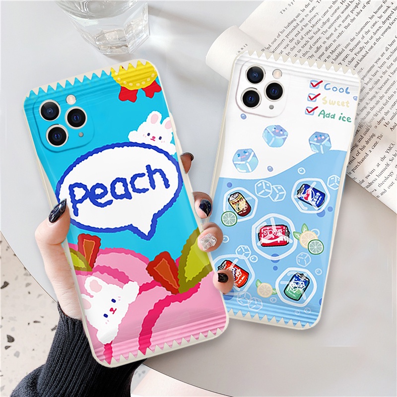 Ốp lưng iphone vỏ kẹo thỏ peach vuông bảo vệ cam 6/6splus/7/7plus/8/8plus/x/xr/xs/11/12/13/14/pro/max/plus/promax