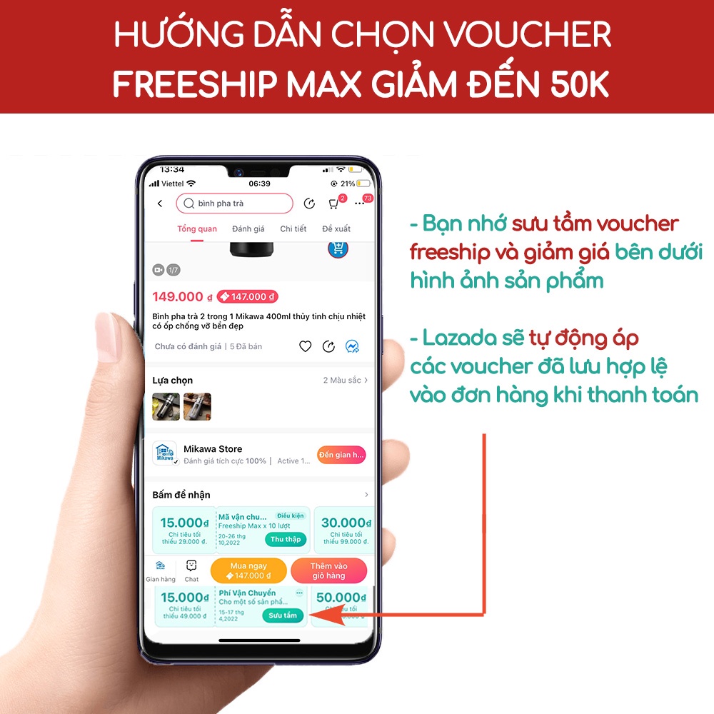 Bình pha trà inox có lọc, Bình trà thủy tinh uống trà 2 in 1 tiện lợi MIKAWA
