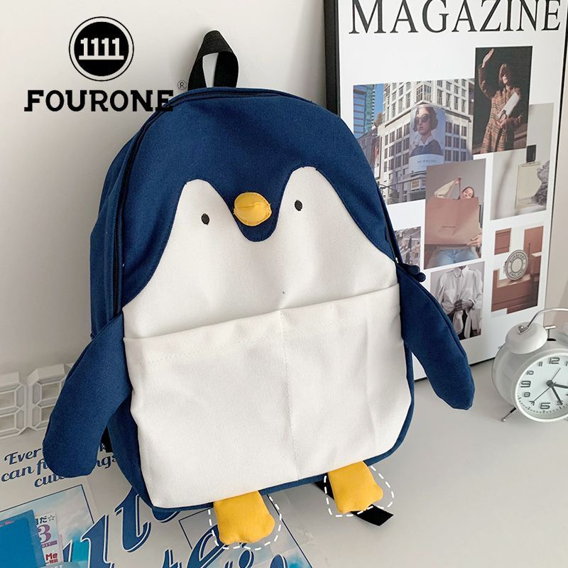 Balo Đi Học Mềm Mại Họa Tiết Chim Cánh Cụt Hoạt Hình Dễ Thương Thời Trang Xu Hướng Mới Cho Bé Gái