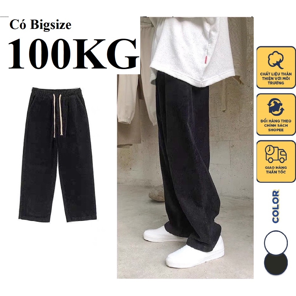 Quần ống rộng Nam NHUNG TĂM, hot trend có big size 106KG