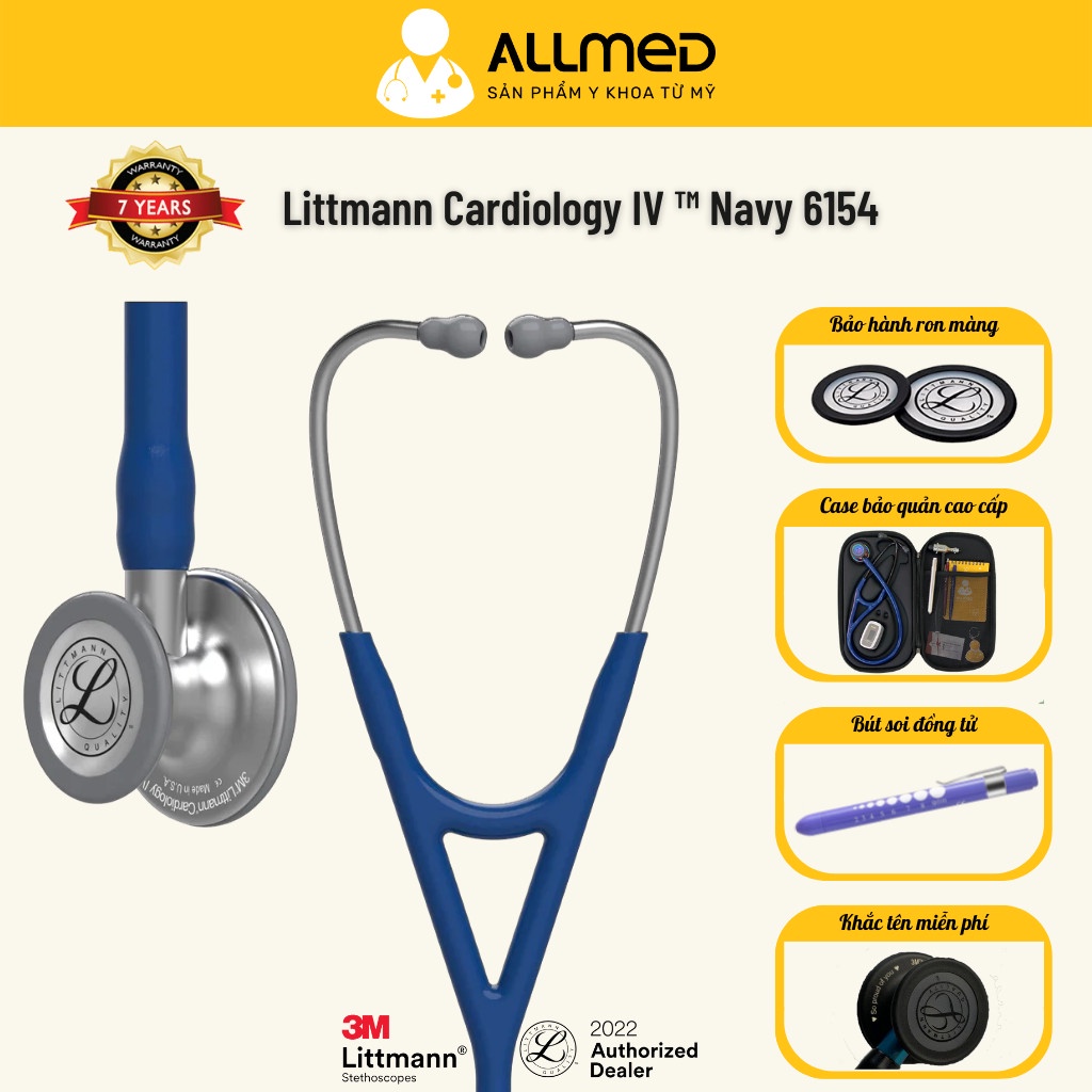 Ống nghe Littmann® Cardiology IV ™ màu Navy Blue, mã 6154, chính hãng 3M Mỹ
