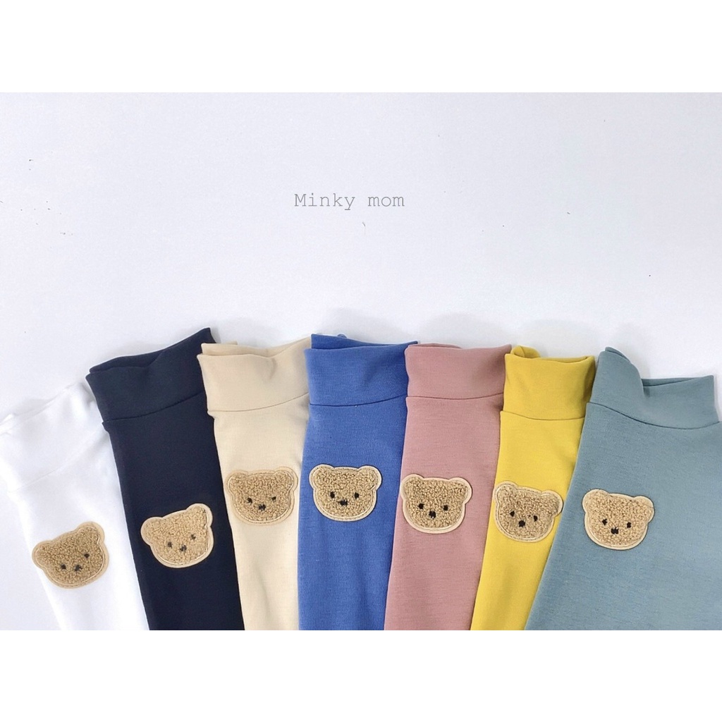 Áo dài Tay Cổ 5 Phân Cotton Len Hình Gấu Cho Bé từ 8-20 kg