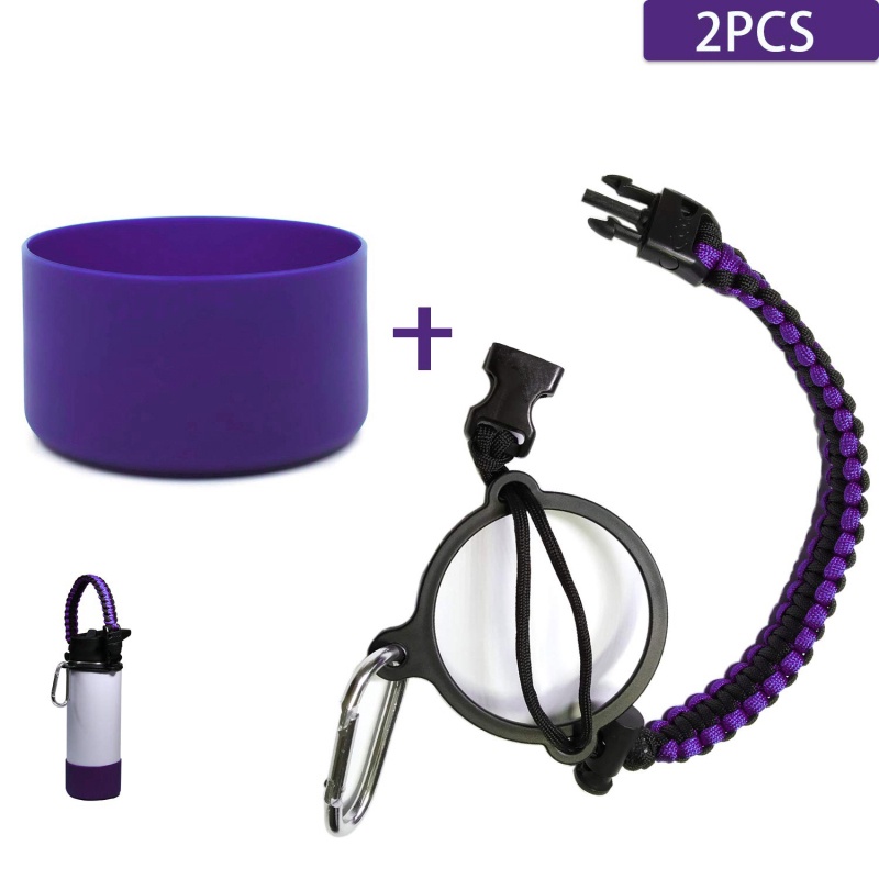 Bộ Tay Cầm Bảo Vệ Bình Thủy Tinh 12-64 Oz Bằng Silicon Kèm Dây Đeo An Toàn Tiện Dụng