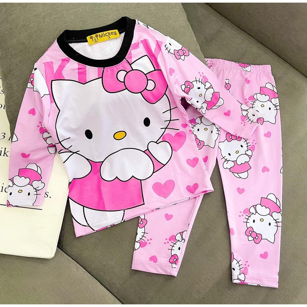 Đồ bộ dài tay bé gái vải 3D cao cấp mặc mát thấm hút mồ hôi tốt J390