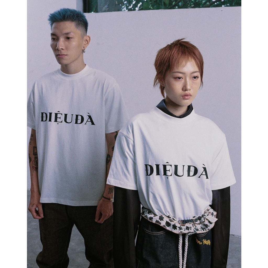 Áo Thun ĐIỆU ĐÀ 100% Cotton Tay Lỡ Unisex - Đen/Trắng Cổ Tròn | Blackwork